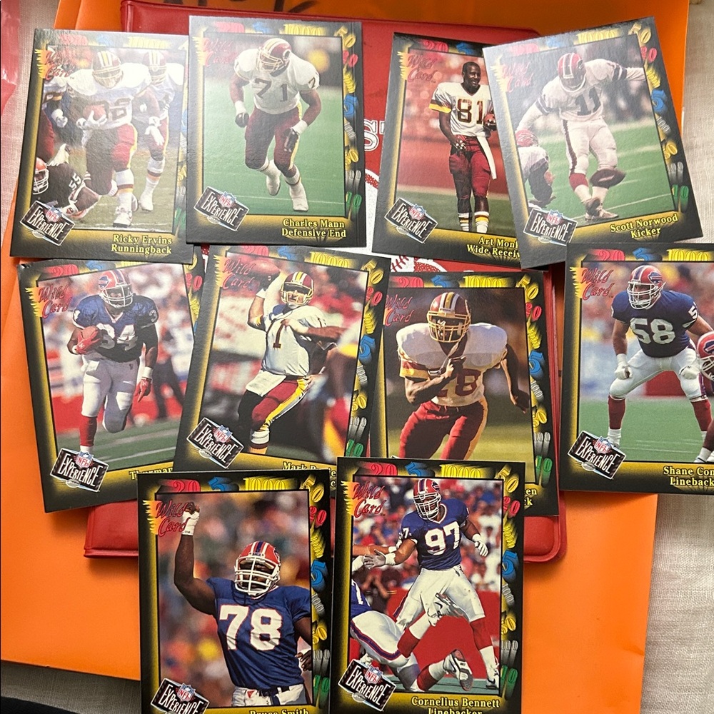 Vintage Football Trading Card Lot - 10 Multicolor